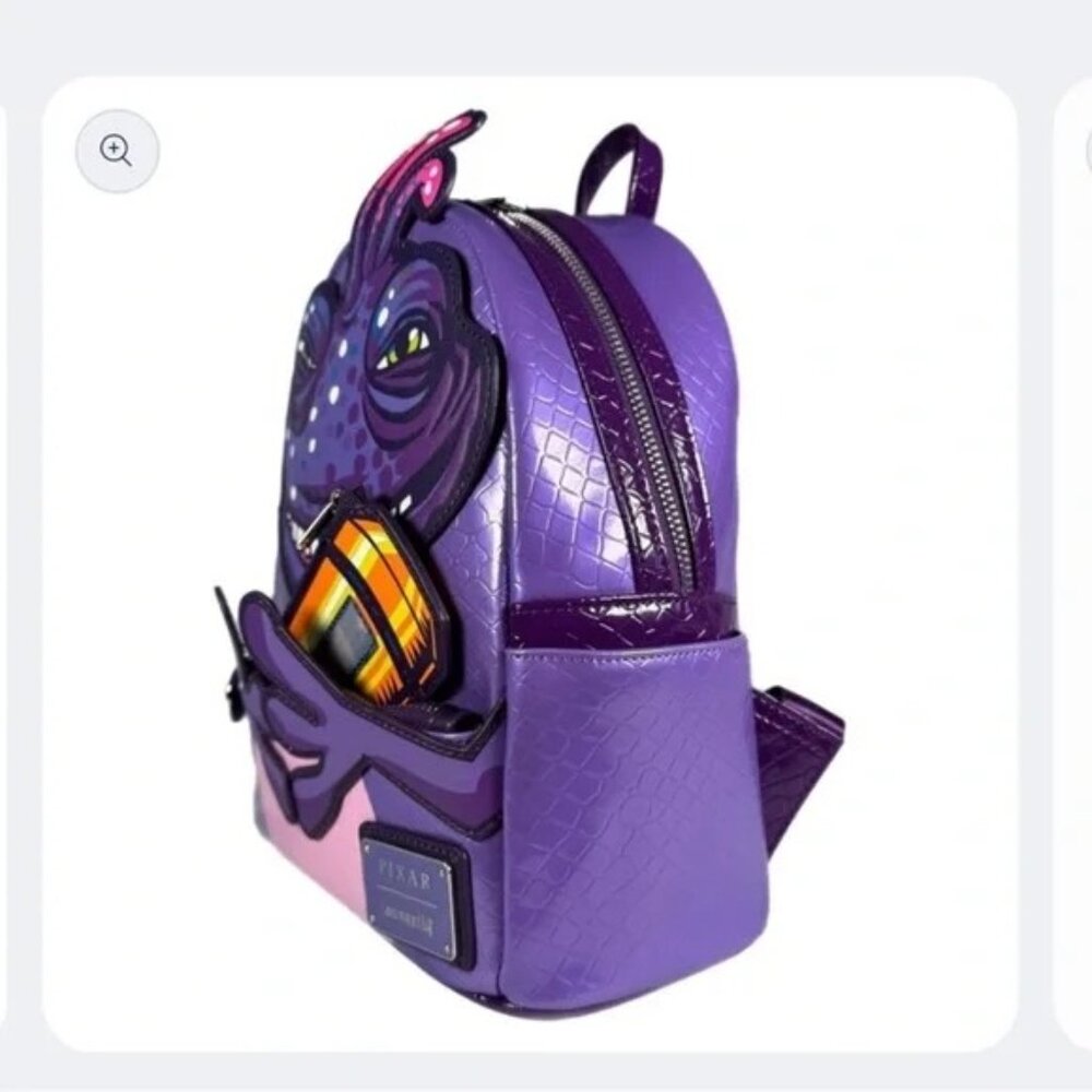 NWT Loungefly Pixar Monsters Inc Randall Backpack Matching Canister Coin Pouch - Picture 2 of 7